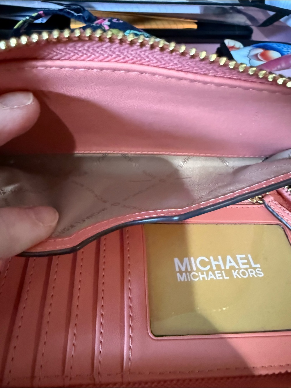 Michael Kors Coral Pink Saffiano Leather Tote with Gold Hardware - Picture 12 of 16